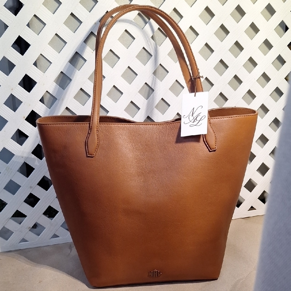 NWT New Amsterdam Leatherworks Large Brown Leather Tote/Bag - Picture 1 of 9